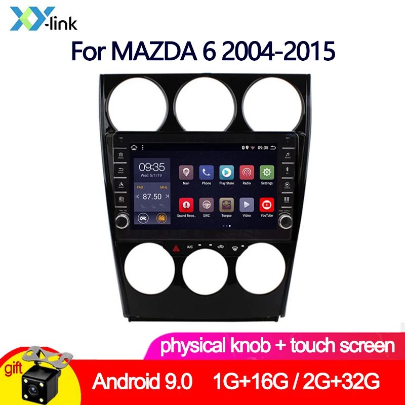 

9" Android 9.0 Knob Touch Screen 2G+32G Car Radio DVD Player For MAZDA 6 2004-2015 GPS Glonass Navigation Audio Video Camera