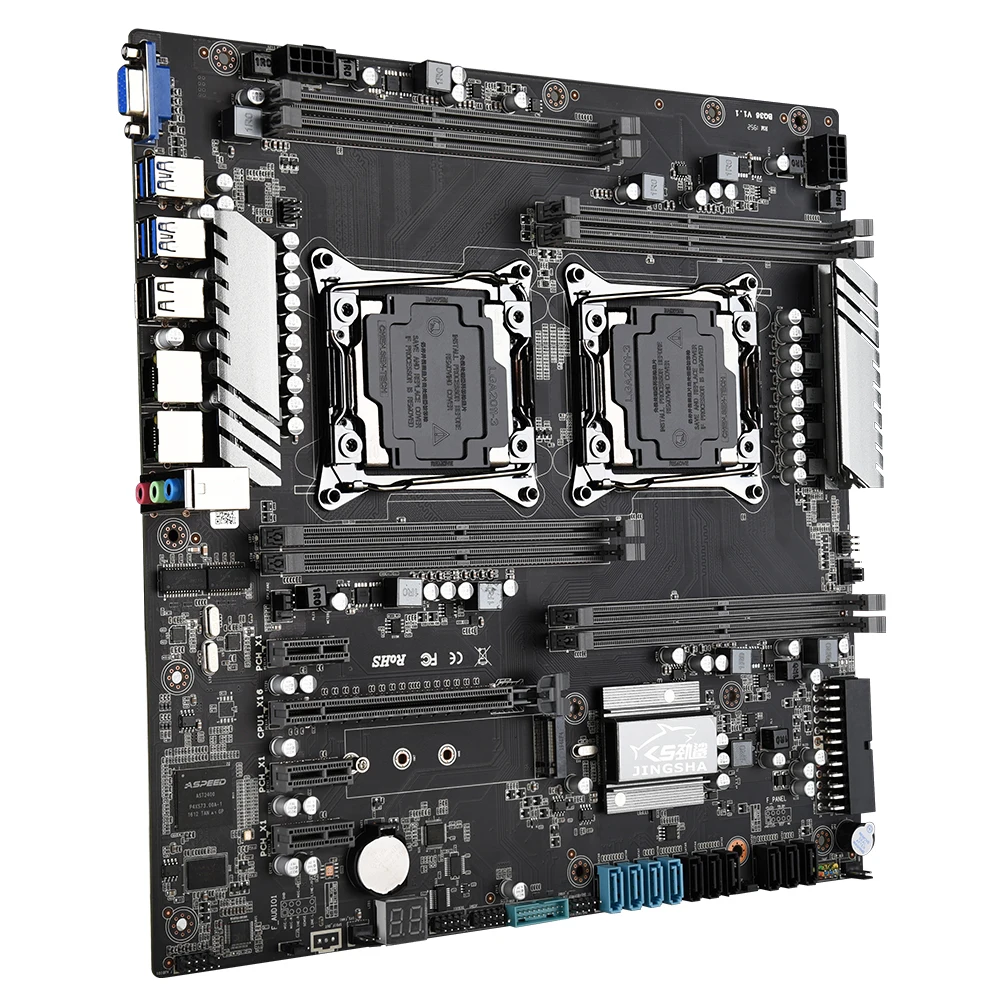 Verkaufen X99 Dual CPU JINGSHA Mainboards Sockel LGA 2011-3 Dual Gigabit Ethernet VGA, USB3.0,10 * SATA3.0, NVMe M.2, 8 * DDR4 Bis Zu 256GB