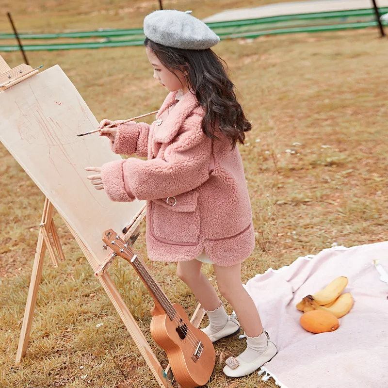 Однотонное Детское пальто из натуральной шерсти для девочек и мальчиков