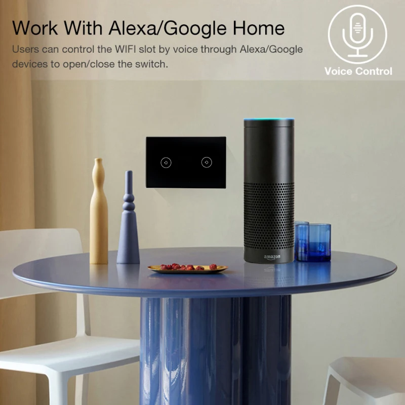 

US Standard Tuya Wifi Smart Switch Wireless Remote Control Required Wall Light Touch Switch Work With Alexa Google Home TSLM1