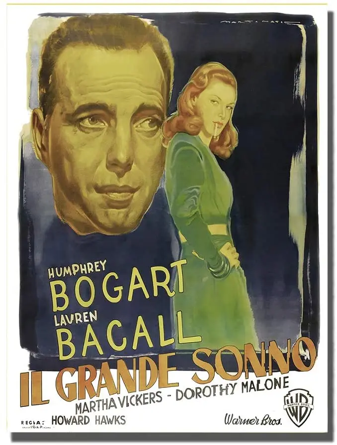 

Brotherhood IL Grande Sonno Bogart Bacall Movie Poster Design Vintage Reproduction Vintage Style Metal Signs