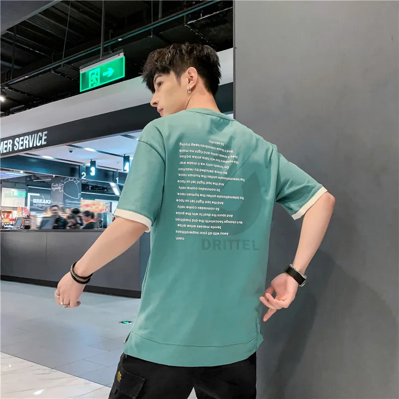 

Men's Short Sleeve T-Shirt 2021 New Summer Tide Brand Trend Half Sleeve Hong Kong Style Base Shirt Medium Sleeve 5 / 5 Sleeve