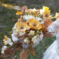 janevini vintage fall withered yellow wedding flowers bridal bouquets fleurs soie fleur artificielle mariage autumn bride flower