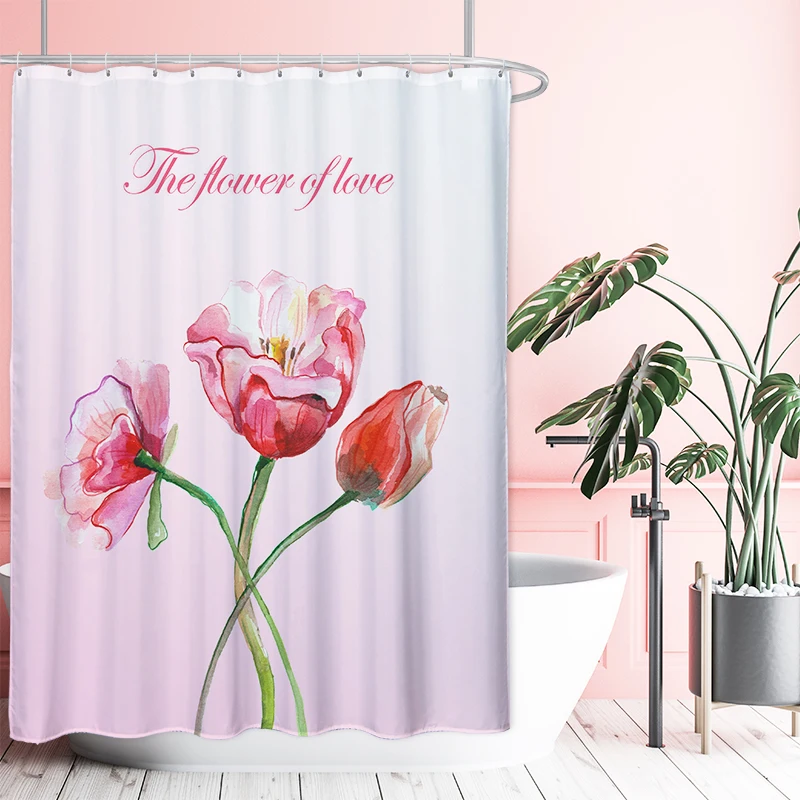 

3D Vivid Flowers Shower Curtains for Bathroom,Bedroom,Window,Blue,Red,Rose, Decorations
