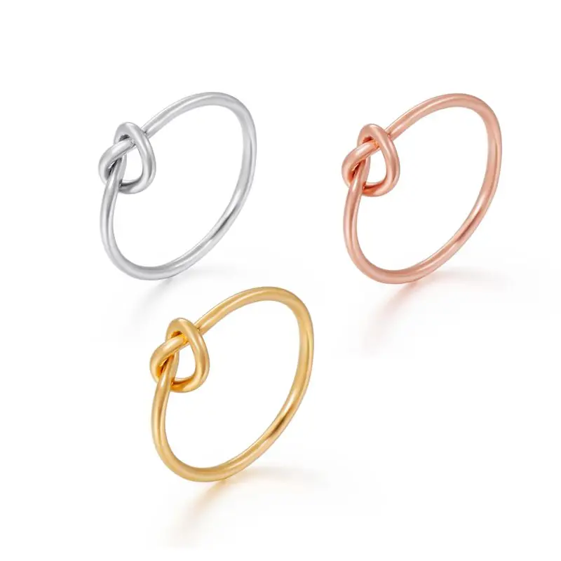 

Vintage Knot Rings for Women Girls Female Finger Jewelry Birthday Gift for Best Friend Double Layer Knot Heart Simple Ring