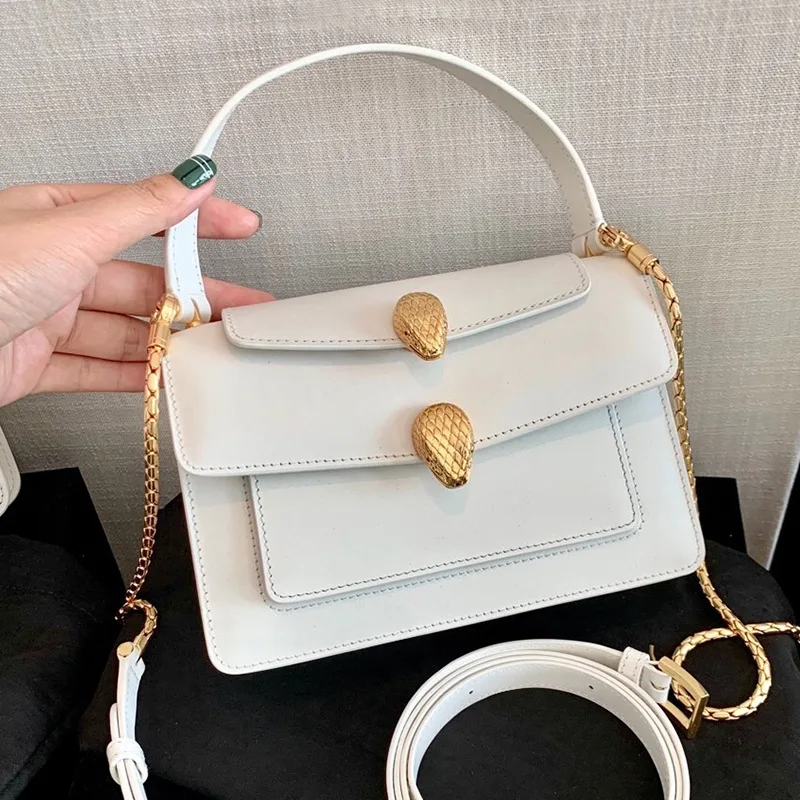 

Small Bag 2021 New Retro Double Snake Head Bag Leather Handbag Messenger Texture Chain Bag