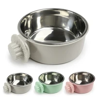 2 in 1 pet food water bowl feeder stainless steel fixed hanging pet cage bowl pet food bowl for cats dogs pet feeding supplies