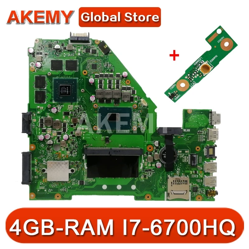 X550VX материнская плата для ноутбука ASUS X550V оригинальная 4GB RAM I7 6700HQ GTX950M