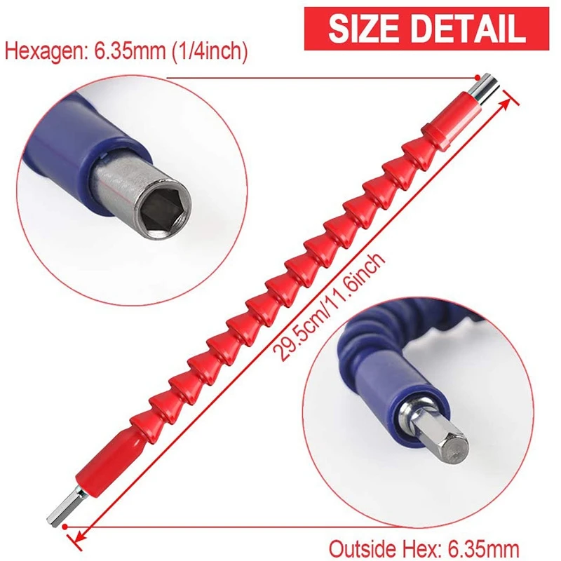 

5 Pack Flexible Drill Bit Extension Screwdriver Soft Shafts 11.6Inch & 9Pc Universal Flexible Shaft Connecting Shaft Bit