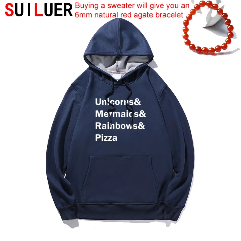

Unicorns Mermaids Rainbows Pizza Print Women Fleece Cotton Casual Funny Hoodies For Lady Sweatshirts Hipster Pullovers SL03