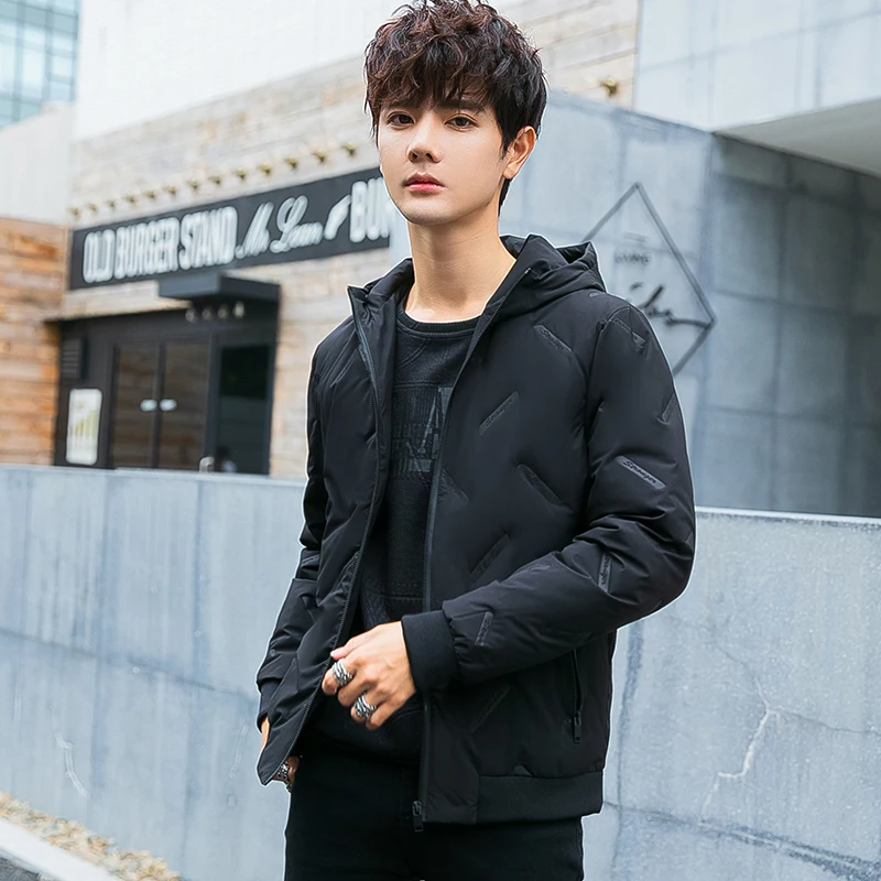 Mens down jacket  the winter trend simple warm casual and  comfortable jackets lightweight hoods heavy coats