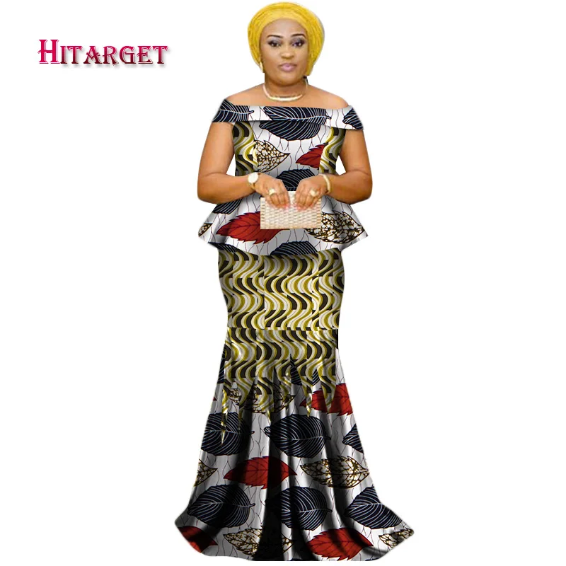 Осенние африканские платья для женщин комплект из 2 предметов женские Топы с