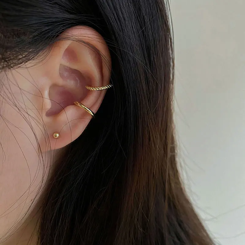 

2021 Fashion 925 Sterling Silver Ear Cuff For Women Zircon Clip On Earrings kpop earrings Gold earcuff Without Piercing Jewelry