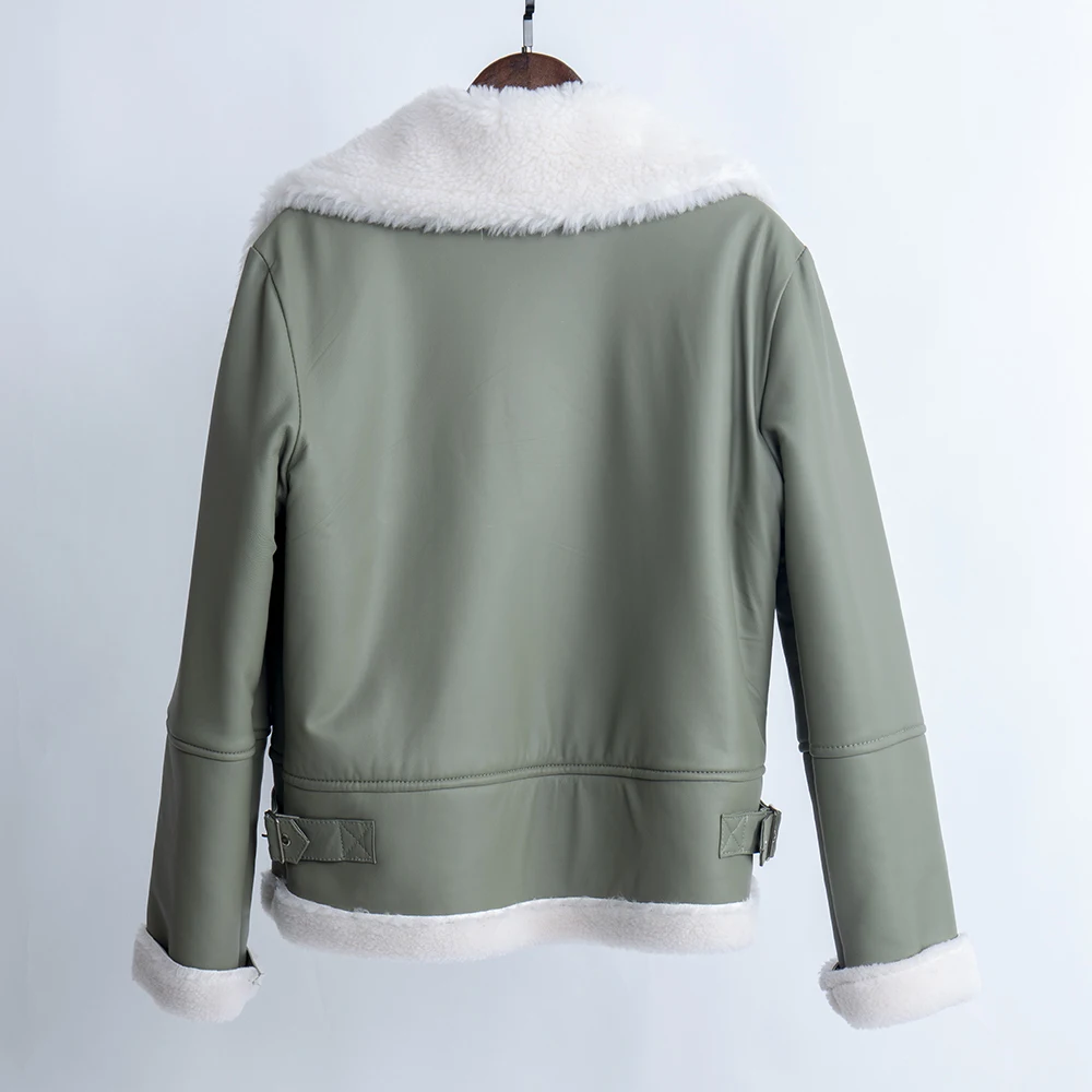 Genuine motorcycle sheepskin leather jacket Real fur plus size sheep shearing coat womens tops and blouses 2020 new fashion