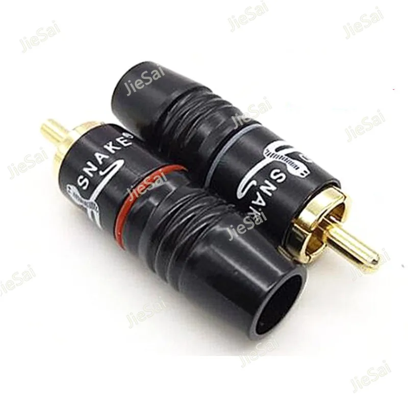 

2pcs Black Gold-plated Terminal Connect Joint Lotus AV Plug RCA Male Interface Signal Socket Connector