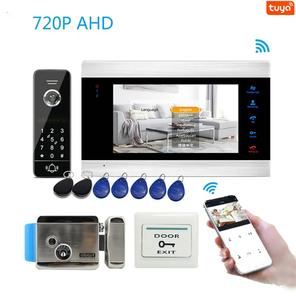 Видеодомофон с датчиком движения 720P AHD Wi Fi кодом RFID дверной звонок камерой Tuya