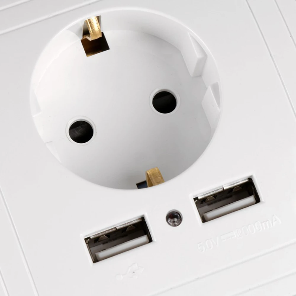 Настенный адаптер с двойным USB портом для умного дома 16 А европейский стандарт