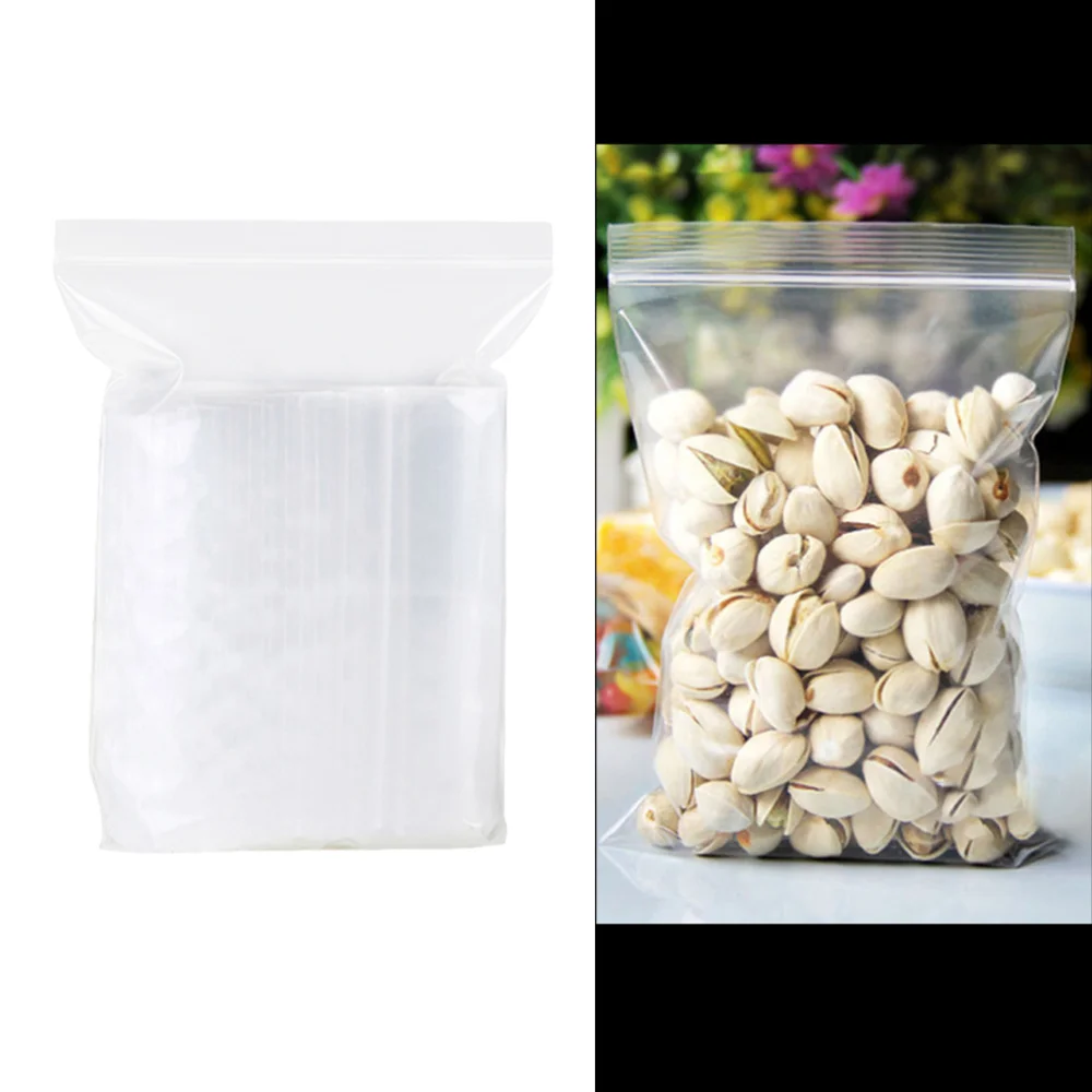 

100pcs Thickening Seal Bags Reclosable Plastic Storage Bags Transparent Dispenser Bags Dust Seal Pocket Food Zipper Holder