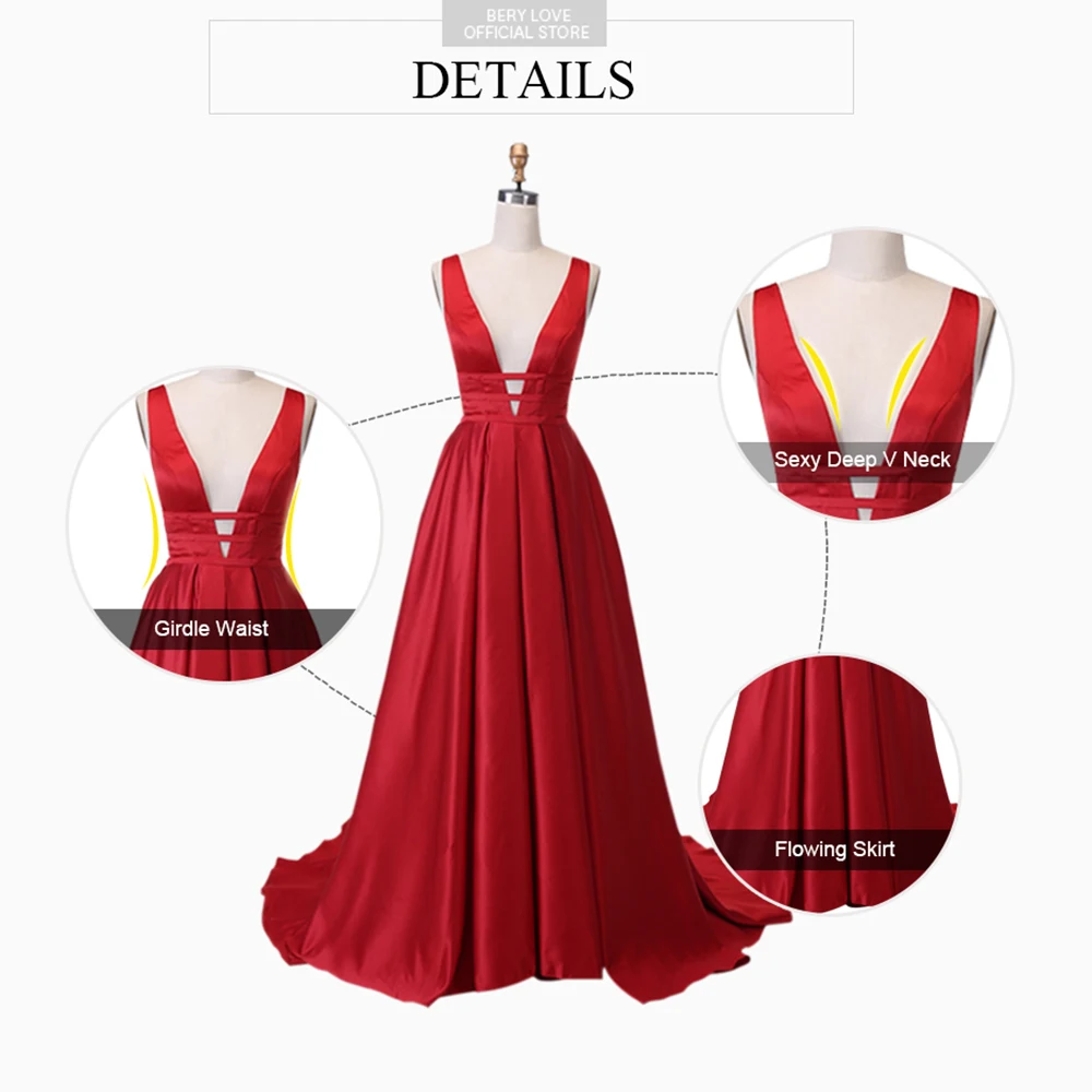 Сексуальные красные вечерние платья с v образным вырезом и открытой спиной