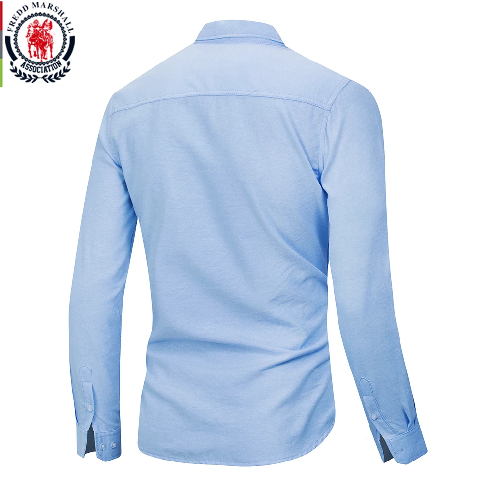 Fredd Marshall 2020 Новая повседневная однотонная джинсовая рубашка для мужчин 100% хлопок