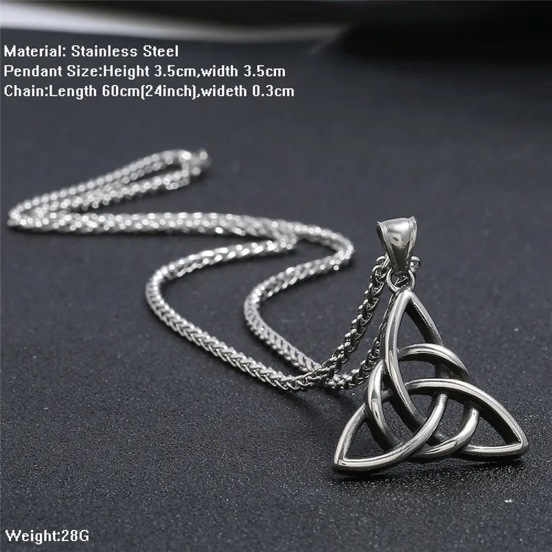 Винтажное ожерелье из нержавеющей стали с узлом кельтского ирландского трикета