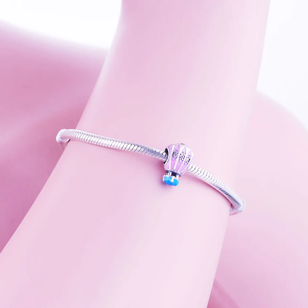 925 пробы серебряные огненные полированные эмалевые воздушные шары любовь сердце