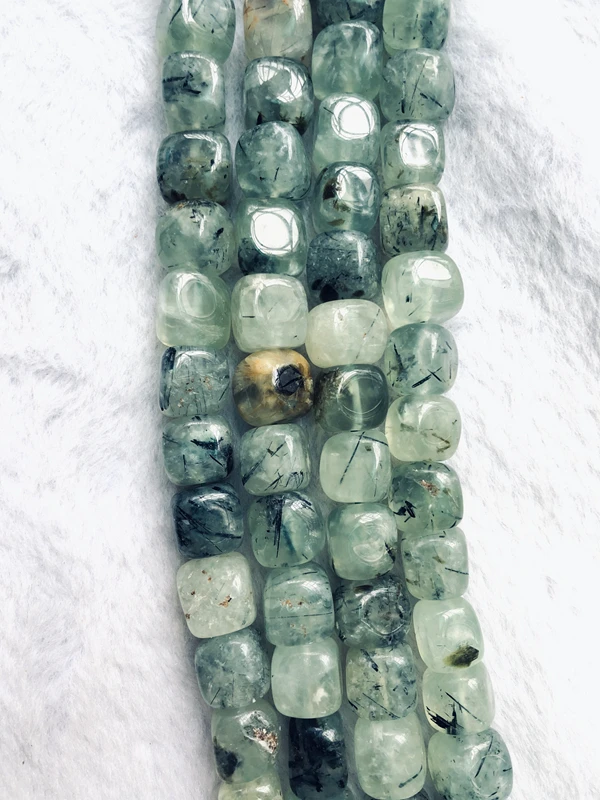 Wholesale 2strings Natural Green Prehnit e Gem Stone Polished Nugget Beads,Genuine Gem Jewelry Making Beads,15.5