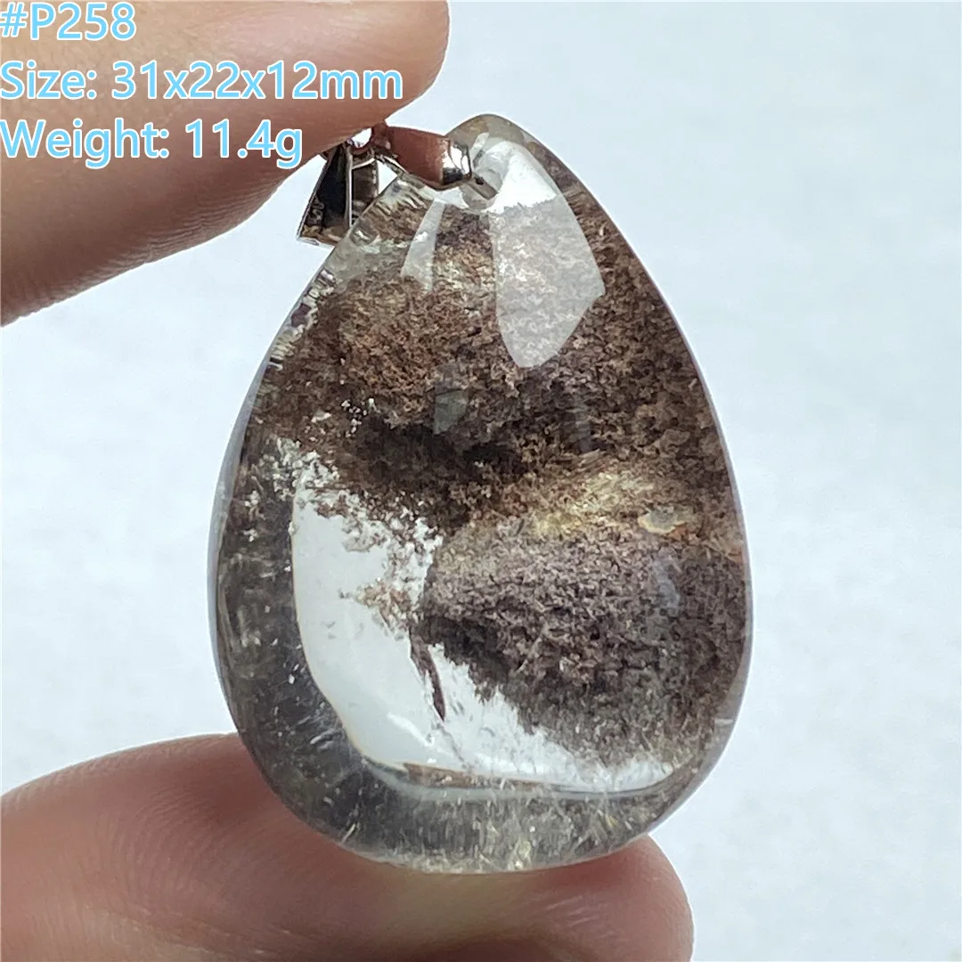 

Top Natural Ghost Phantom Quartz Beads Pendant For Women Men Wealth Healing Luck Love Gift Silver Water Drop Crystal Stone AAAAA