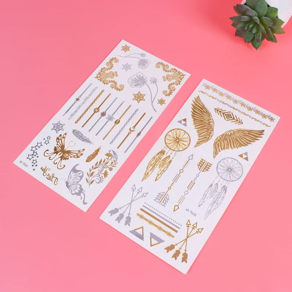 

8 Sheets Retro Bracelets Stickers Temporary Waterproof Shimmer Chain Stickers(Mixed Style)