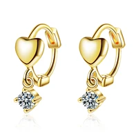 girls lovely simple hoop earrings small heart shiny crystal zircon thin huggies cute tiny hoops earring piercing jewelry gifts