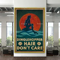 mermaid dinglehopper hair don carre poster mermaid sign home decor canvas wall art prints living room decoration unique gift