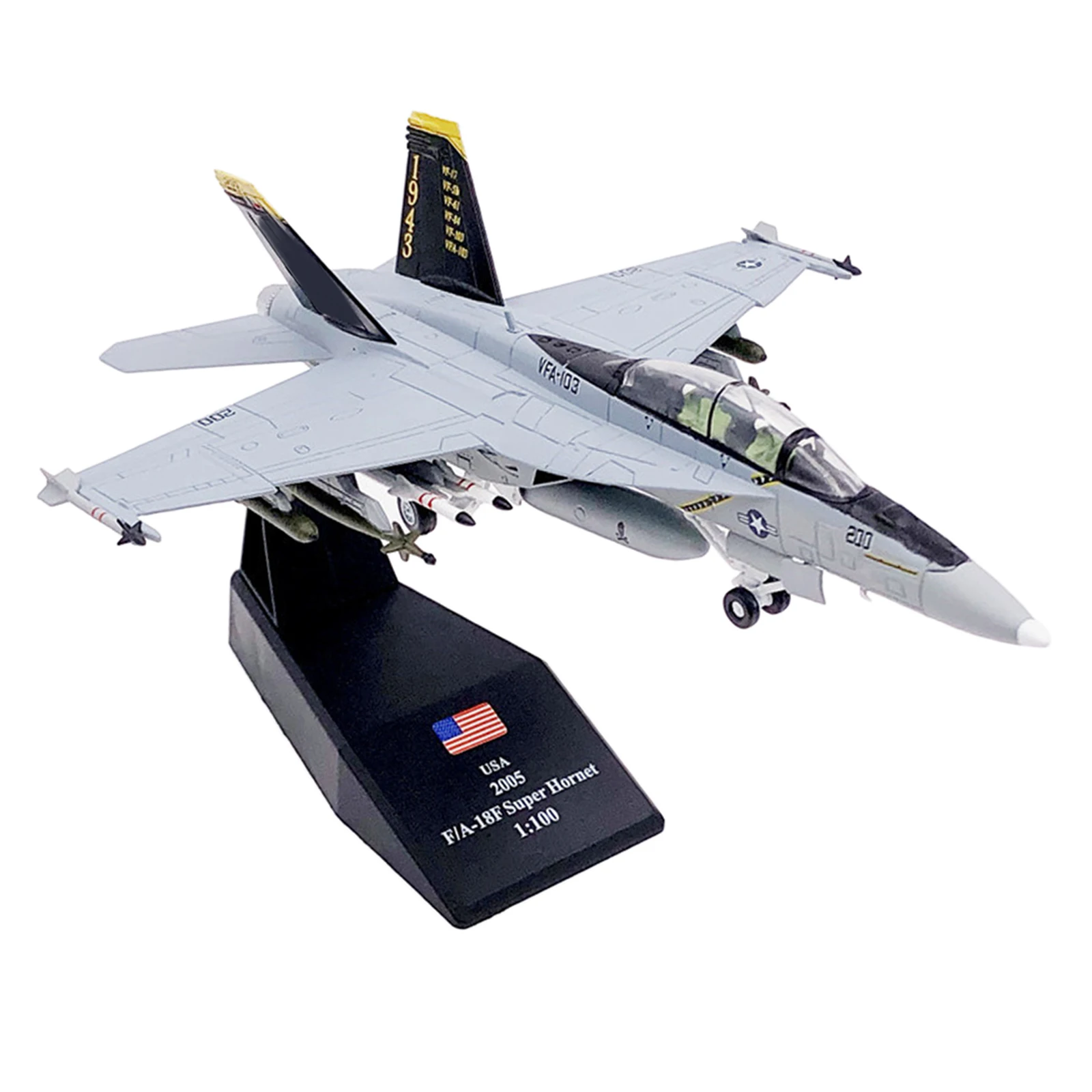 

1/100 FA-18F Alloy Fighter Aircraft Airplane Model with Stand Base Plane Figure Home Office Living Room Decor