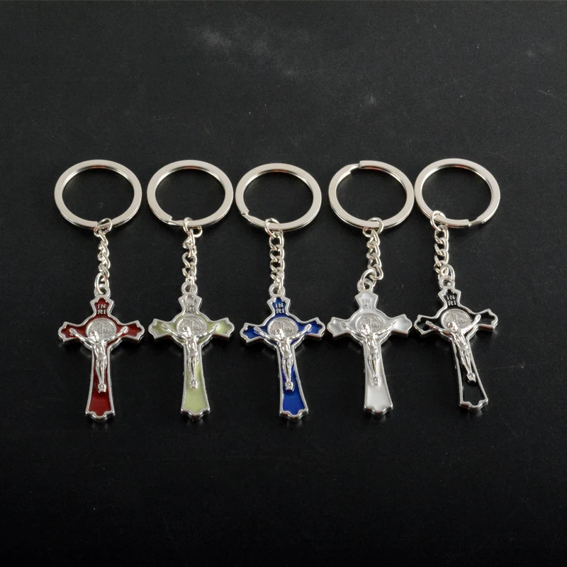 

Разноцветной эмалью Иисуса Брелок с крестом религиозное Ювелирное Украшение для Для мужчин Для женщин Для мужчин подарки