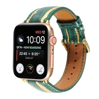 luxury splash gold genuine cow leather strap for apple watch band 44mm 42mm 40mm 38mm replacement iwatch series 6 5 4 3 2 1 se