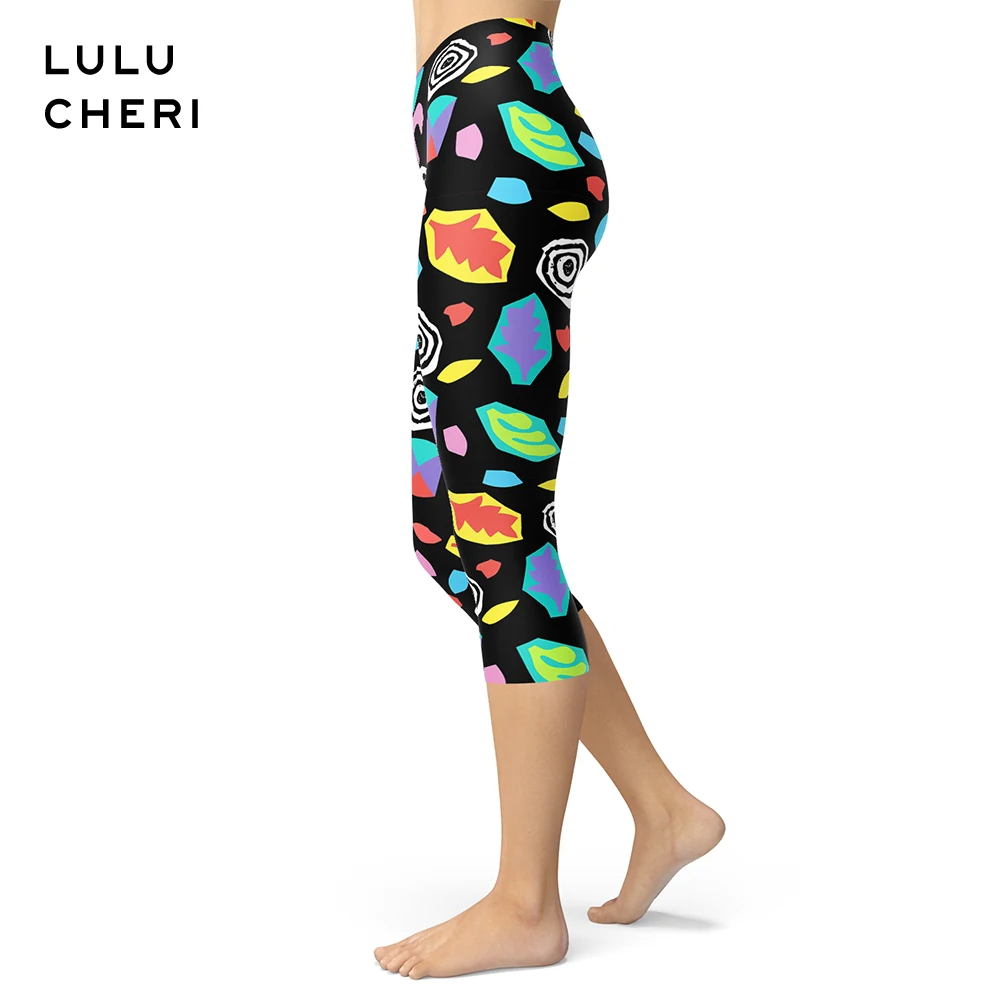 Stranger Things Mall Eleven Capris Women Memphis Style Splash Printed Artistic Tie Dye Brushed Buttery Soft Skinny Slim Leggings | Женская