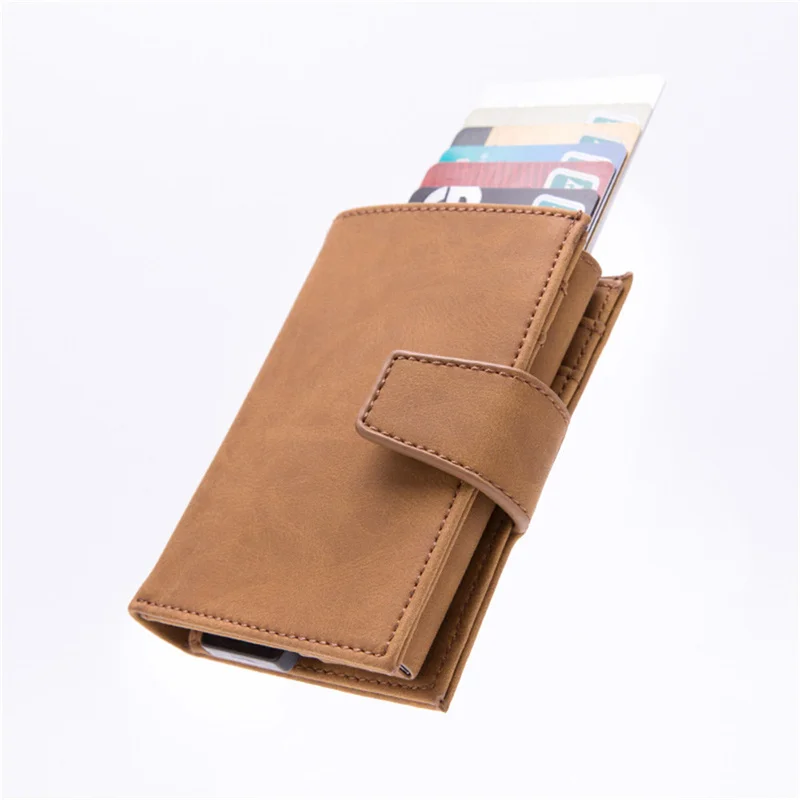 

Unisex Pu Leather Wallet Rfid Credit Card Box Fashion Casual Aluminum Card Housing Coin Purse