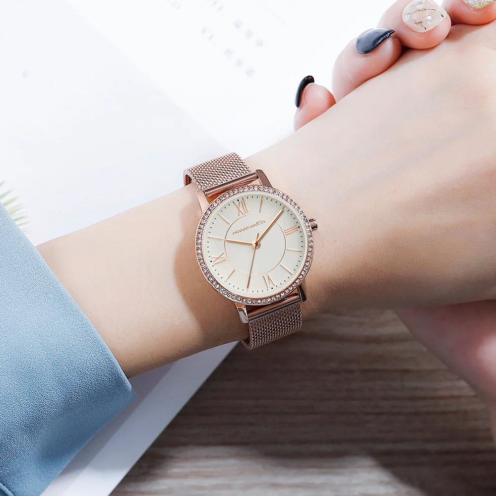 

Hannah Martin Brand Women's Watch Fashion Luxury Leather Rose Gold Ladies Wrist Watch Women Clock reloj mujer zegarek damski