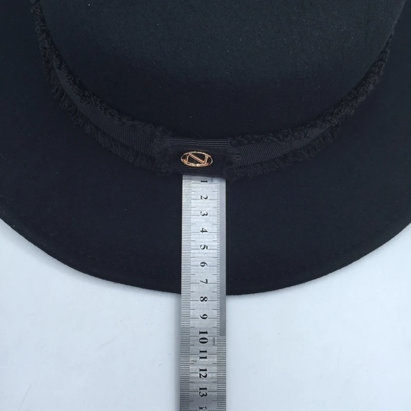 In Europe and the British classic black hat for women wool fashion female party stage tide flat hat Fedora