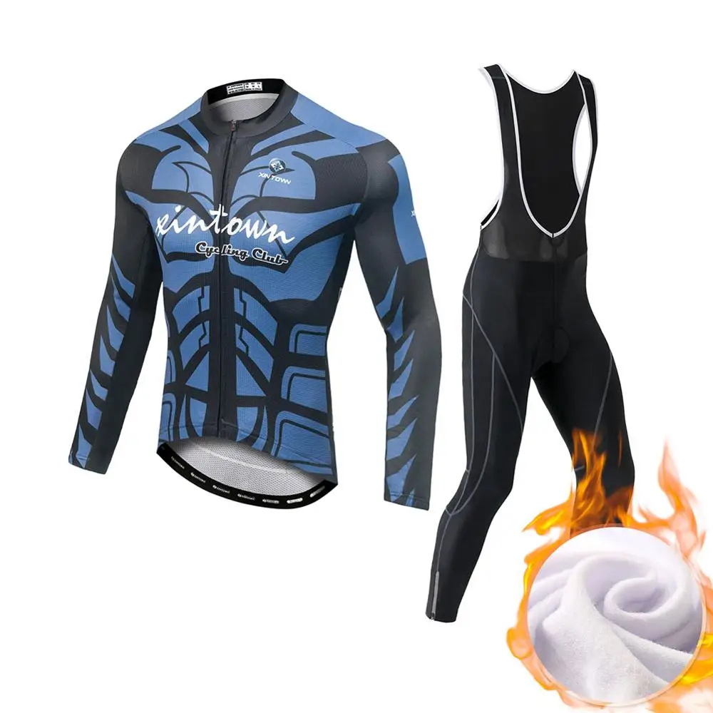 Мужские велосипедные майки дышащие флисовые штаны с длинным рукавом для