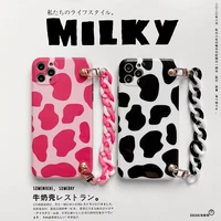 luxury sexy zebra milk cow pattern ins soft silicon phone case for iphone x xs 11 pro max 7 8 plus 12 13 fashion bracelet cover