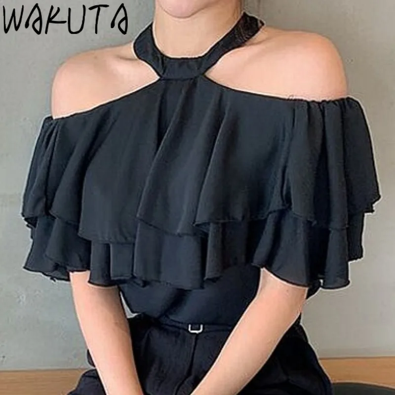 WAKUTA с американской проймой сексуальное платье открытыми плечами женские летние