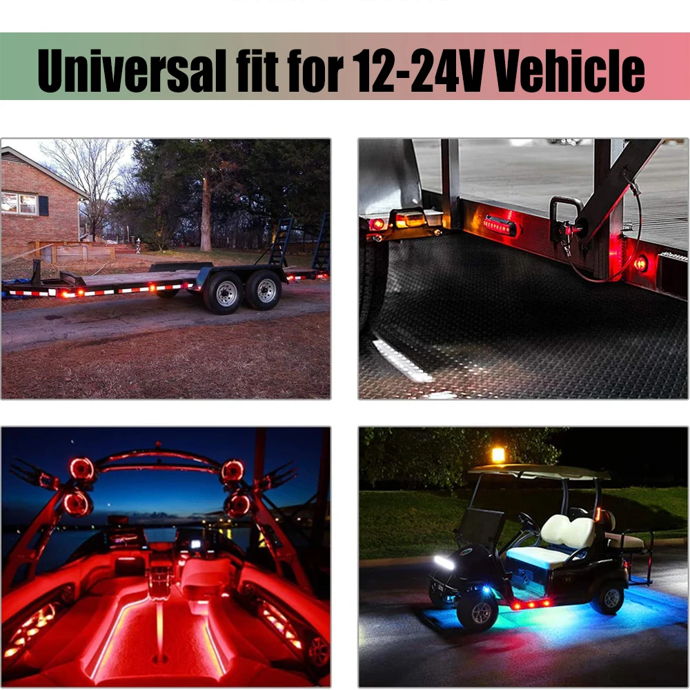 

30/20/10/4PCS 12V-24V 4 LED Car Side Marker Indicator Lights Clearance Lamp Chrome Bezel for Auto Bus Truck Lorry Boat Amber Red