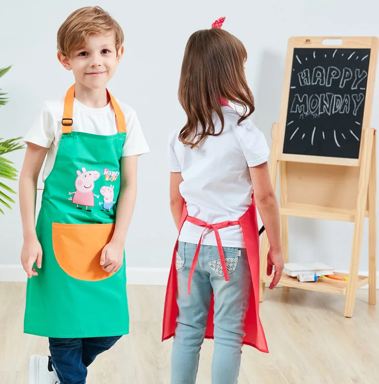 

Wholesale 4pc/lot Art painting, eating, kindergarten, baking, apron, children's apron, waterproof cartoon pattern, clothes