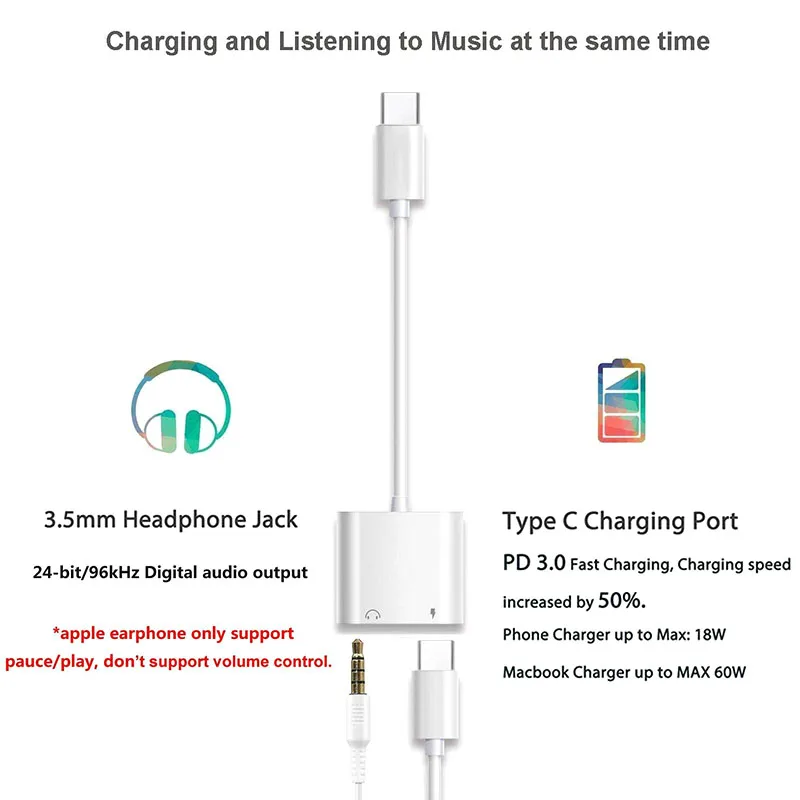 Тип-c цифровой аудио конвертер 2 в 1 разъем для наушников сплиттер адаптер быстрой
