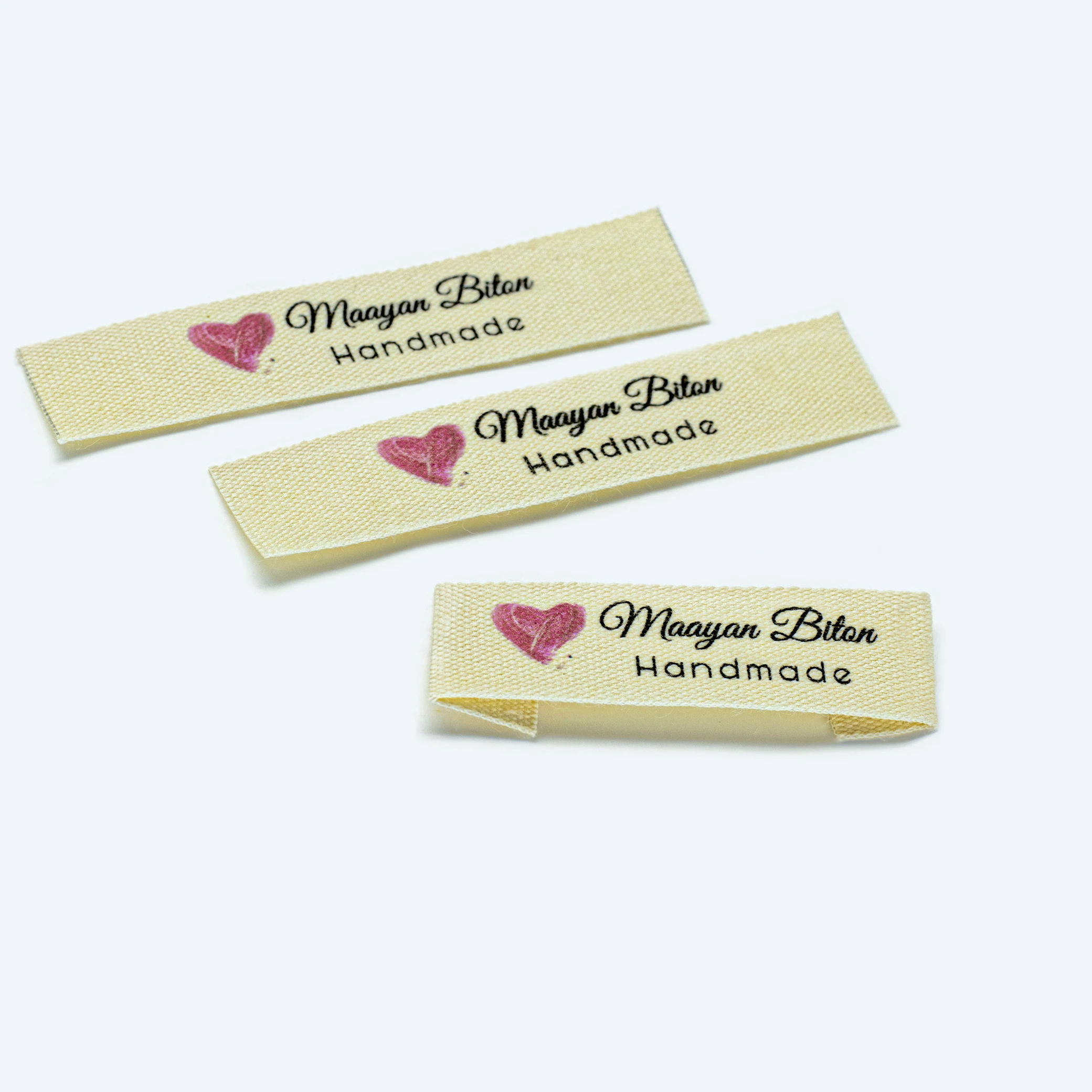 

Custom Clothing Labels - Personalized Brand , Organic Cotton Ribbon Labels , Logo or Text, Beige Sewing Labels (FR221)