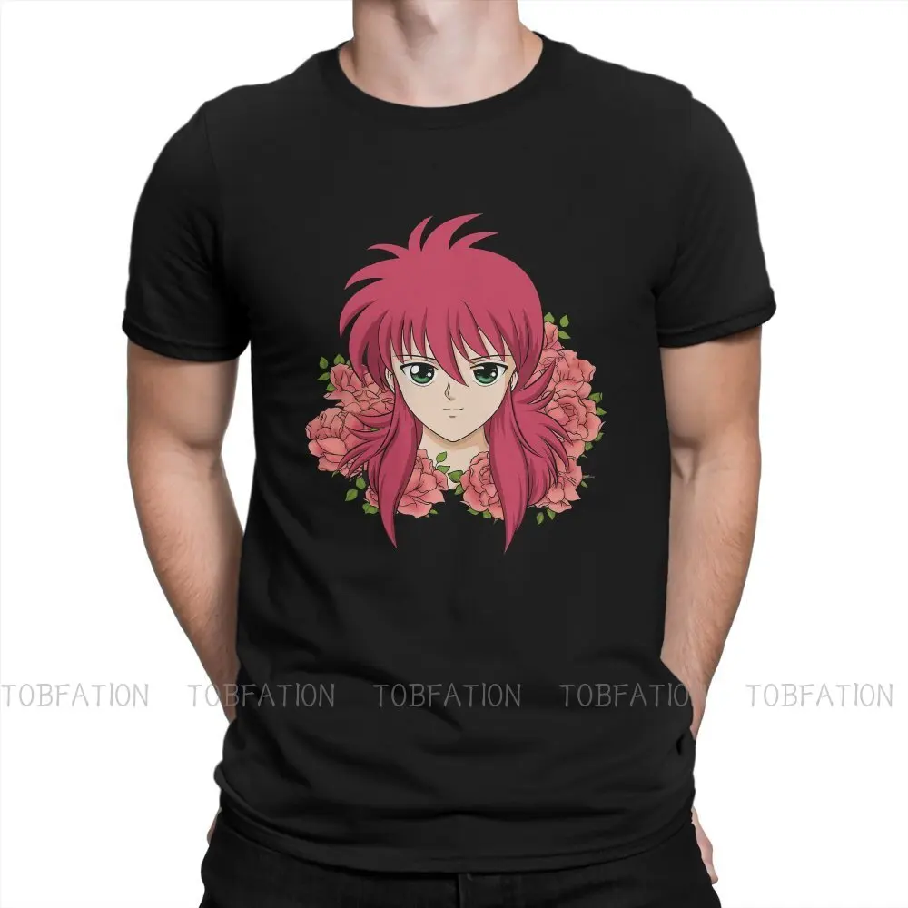 

Flower Boy Kurama ColorED Hipster TShirts YuYu Hakusho Men Style Pure Cotton Streetwear T Shirt Round Neck Oversized