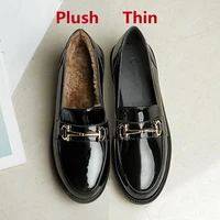 loafers flats shoes women spring black patent leather retro fashion design ladies girls classics casual shoes for woman 2022