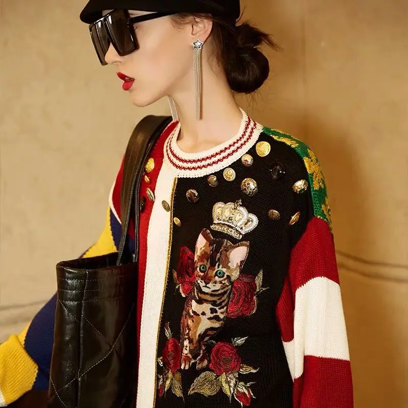 Runway Sweater Designer Luxury Pull Knitted Jumper Tops Ladies Pullovers Big Size Large Women Long Sleeve Couple Clothes | Женская