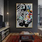 Современная абстрактная картина с животными, модный постер с зеброй, картина маслом на холсте, настенное искусство для гостиной, домашний декор