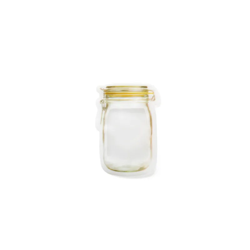 4pcs S Mason Jar формы еда контейнер пластик мешок ясно домашняя бутылка моделирование застёжки молнии хранения закуски коробка - Цвет: 4pcs S